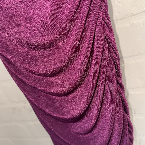 Windsor dress plum purple tie up back halter style cinch ruched sides stretch - Picture 3 of 4